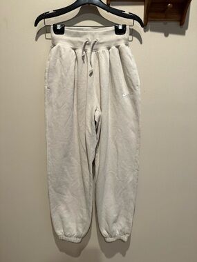Nike Cream Drawstring Fleece Joggers with White Swoosh, Women’s X Small